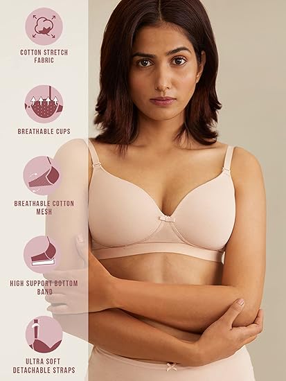 NYKD Women’s Cotton Lightly Padded Wired Bra Everyday Comfort & Full Support